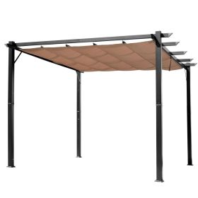 Outsunny 10x13 ft Aluminum Patio Pergola Outdoor Retractable Canopy Charcoal Grey