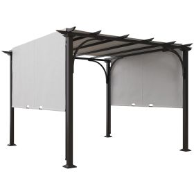 Outsunny Retractable Pergola 10x10 Weather-Resistant Sun Shade Shelter White