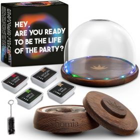 Cocktail Smoker Kit with LED Wooden Base and Glass Dome 7.8x4.7 inch Premium Quality Wood Wooden Bar Smoker for Cocktails with Wood Chips Old Fas