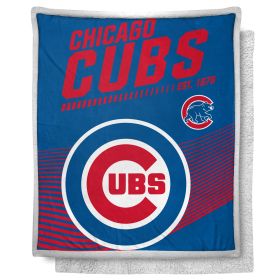 Cubs OFFICIAL MLB "New School" Mink Sherpa Throw Blanket; 50" x 60"