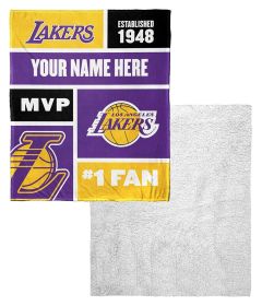 [Personalization Only] OFFICIAL NBA Colorblock Silk Touch Sherpa Throw Blanket - Los Angeles Lakers