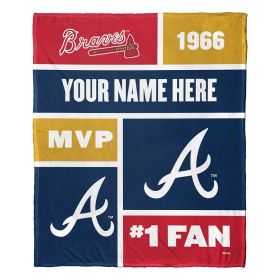 [Personalization Only] OFFICIAL MLB Colorblock Personalized Silk Touch Throw Blanket - Braves