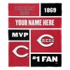 [Personalization Only] OFFICIAL MLB Colorblock Personalized Silk Touch Throw Blanket - Reds