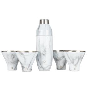 Stainless Steel Cocktail Shaker and Martini Glass Set, Marble