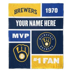 [Personalization Only] OFFICIAL MLB Colorblock Personalized Silk Touch Throw Blanket - Brewers (Type: Personalization Only)