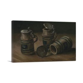 Beer Tankards 1885 (Type: Standard Framed Canvas Print, size: 32" x 24" / 80cm x 60cm (approx))
