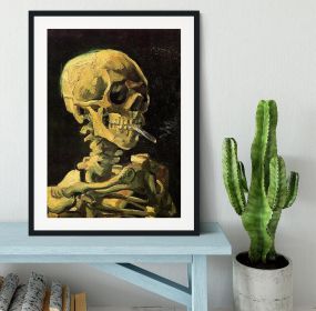 Skull with Burning Cigarette by Van Gogh Framed Print (Color: Natural/No White Edging, size: 12" x 8" / 30cm x 20cm (approx))